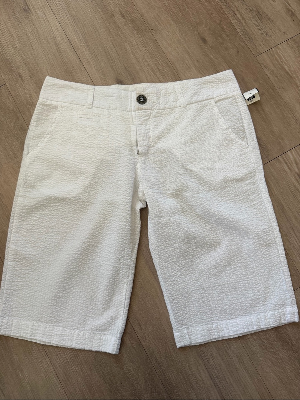 Hard Tail White Textured Bermuda Shorts